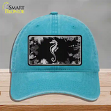 Sea Horse Black Brushed Chrome Novelty License Plate Hat Unconstructed Cotton / Lake Blue