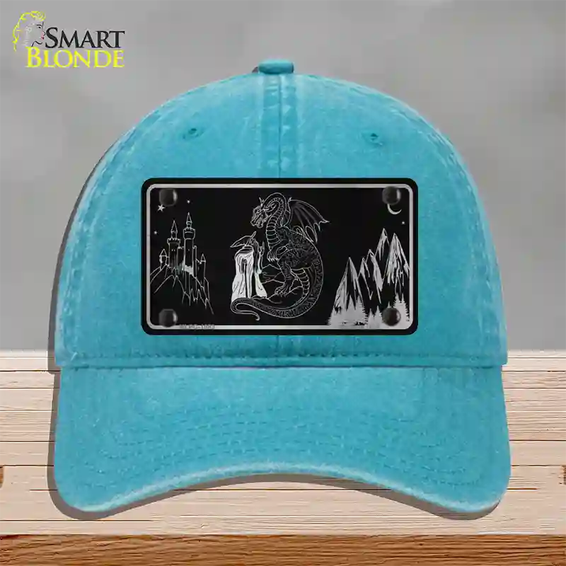 Wizards And Dragons Black Brushed Chrome Novelty License Plate Hat Unconstructed Cotton / Lake Blue