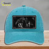 Unicorns Black Brushed Chrome Novelty License Plate Hat Unconstructed Cotton / Lake Blue