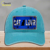 Cat Lover Blue Brushed Chrome Novelty License Plate Hat Tag Unconstructed Cotton / Lake Blue