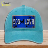 Dog Lover Blue Brushed Chrome Novelty License Plate Hat Tag Unconstructed Cotton / Lake Blue