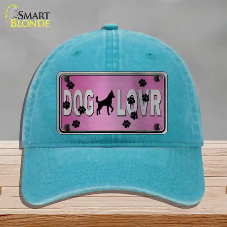 Dog Lover Pink Brushed Chrome Novelty License Plate Hat Tag Unconstructed Cotton / Lake Blue