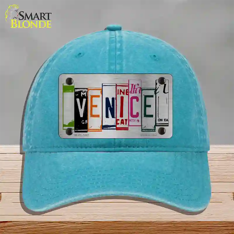 Venice License Plate Art Brushed Chrome Novelty License Plate Hat Tag Unconstructed Cotton / Lake Blue