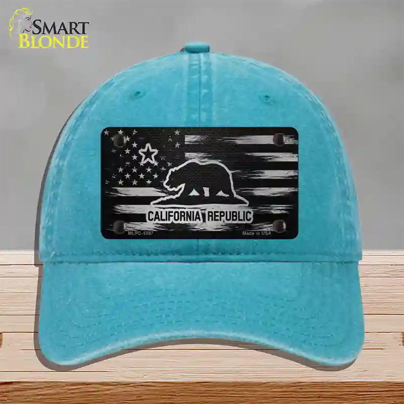 California Carbon Fiber Novelty License Plate Hat Unconstructed Cotton / Lake Blue