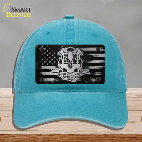 Connecticut Carbon Fiber Novelty License Plate Hat Unconstructed Cotton / Lake Blue