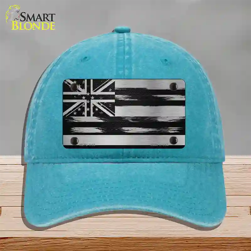 Hawaii Carbon Fiber Novelty License Plate Hat Unconstructed Cotton / Lake Blue