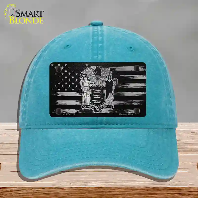 New Jersey Carbon Fiber Novelty License Plate Hat Unconstructed Cotton / Lake Blue