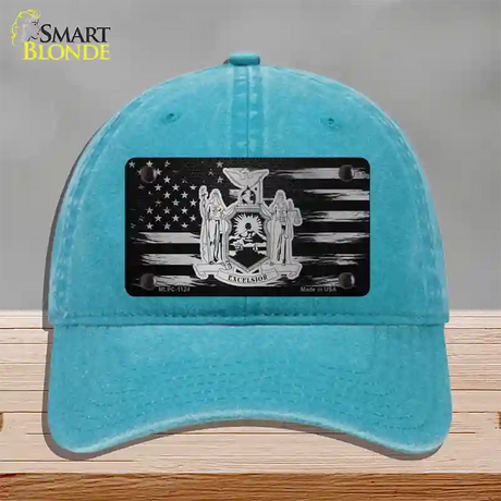 New York Carbon Fiber Novelty License Plate Hat Unconstructed Cotton / Lake Blue