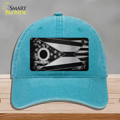 Ohio Carbon Fiber Novelty License Plate Hat Unconstructed Cotton / Lake Blue