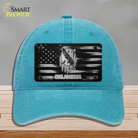 Oklahoma Carbon Fiber Novelty License Plate Hat Unconstructed Cotton / Lake Blue