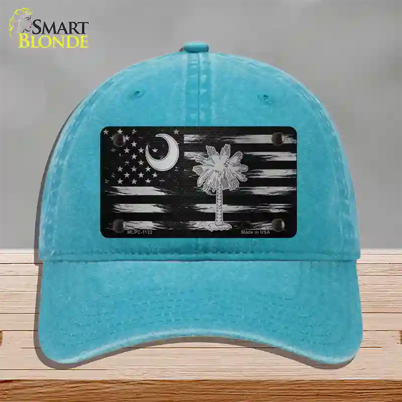 South Carolina Carbon Fiber Novelty License Plate Hat Unconstructed Cotton / Lake Blue