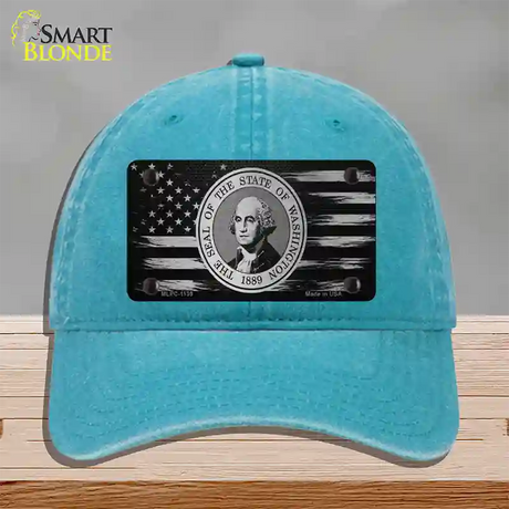 Washington Carbon Fiber Novelty License Plate Hat Unconstructed Cotton / Lake Blue