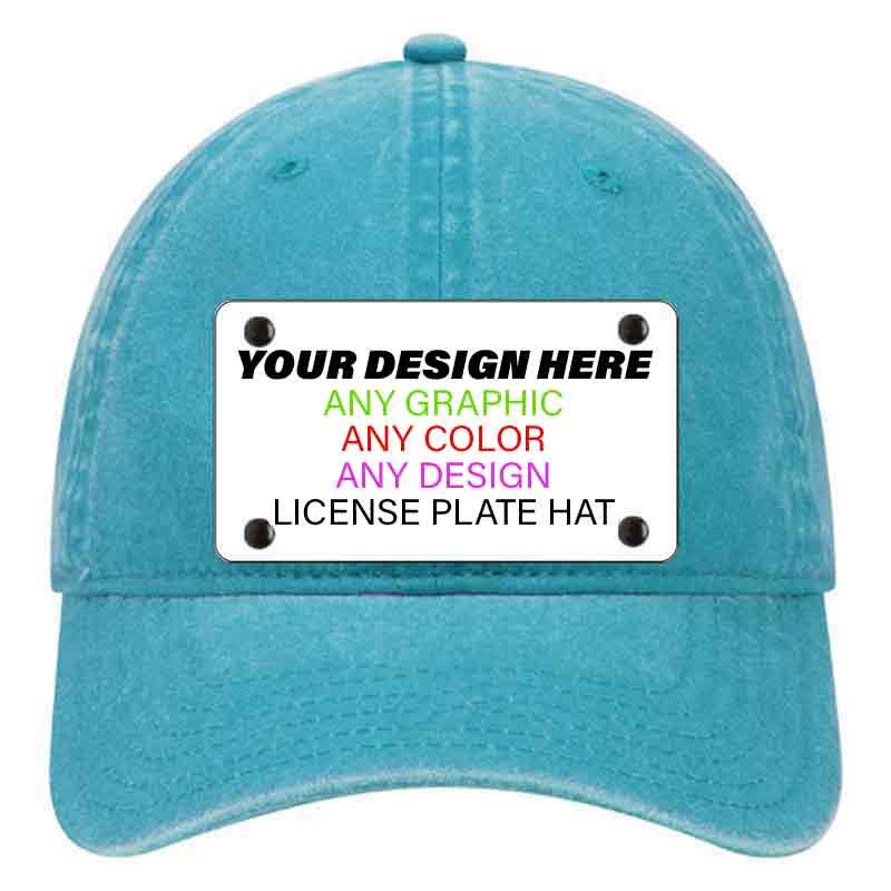 Lake Blue Unconstructed Cotton | Dad Hat Mounted License Plate Hat