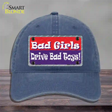 Bad Girls Drive Bad Toys Novelty License Plate Hat Unconstructed Cotton / Navy