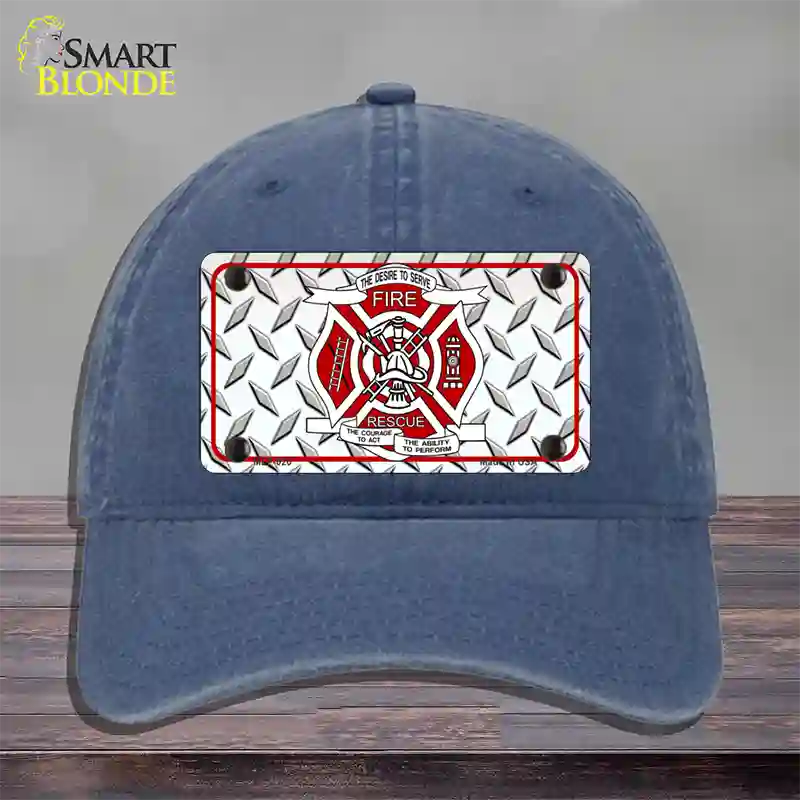 Fire Fighter Rescue Novelty License Plate Hat Unconstructed Cotton / Navy