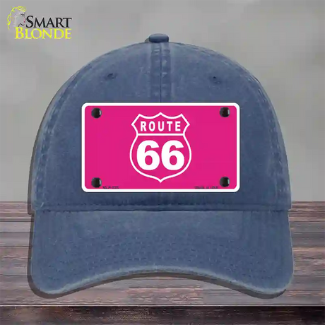 US Route 66 Pink Novelty License Plate Hat Unconstructed Cotton / Navy