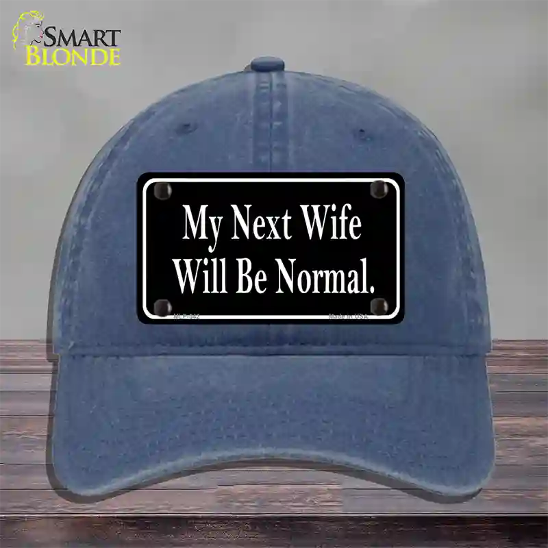 My Next Wife Novelty License Plate Hat Unconstructed Cotton / Navy