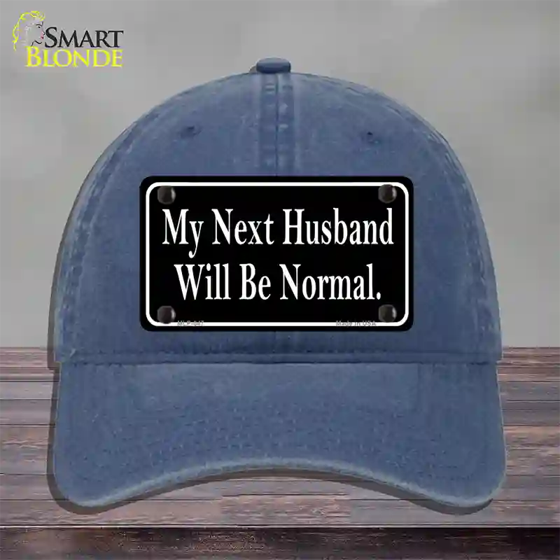 My Next Husband NoveltyNovelty License Plate Hat Unconstructed Cotton / Navy