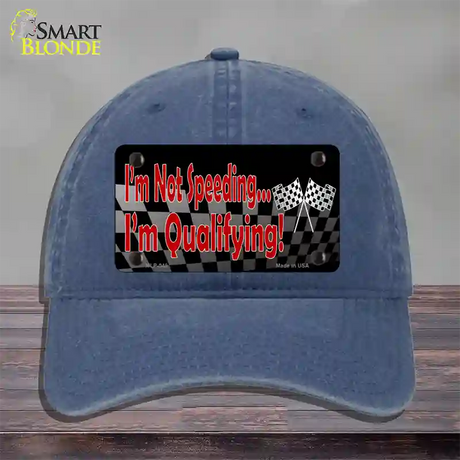 Im Qualifying Novelty License Plate Hat Unconstructed Cotton / Navy