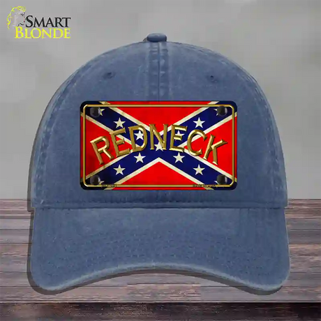 Redneck Confederate Flag Novelty License Plate Hat Unconstructed Cotton / Navy