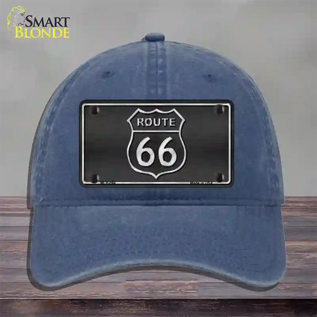 Route 66 Shield Black Novelty License Plate Hat Unconstructed Cotton / Navy