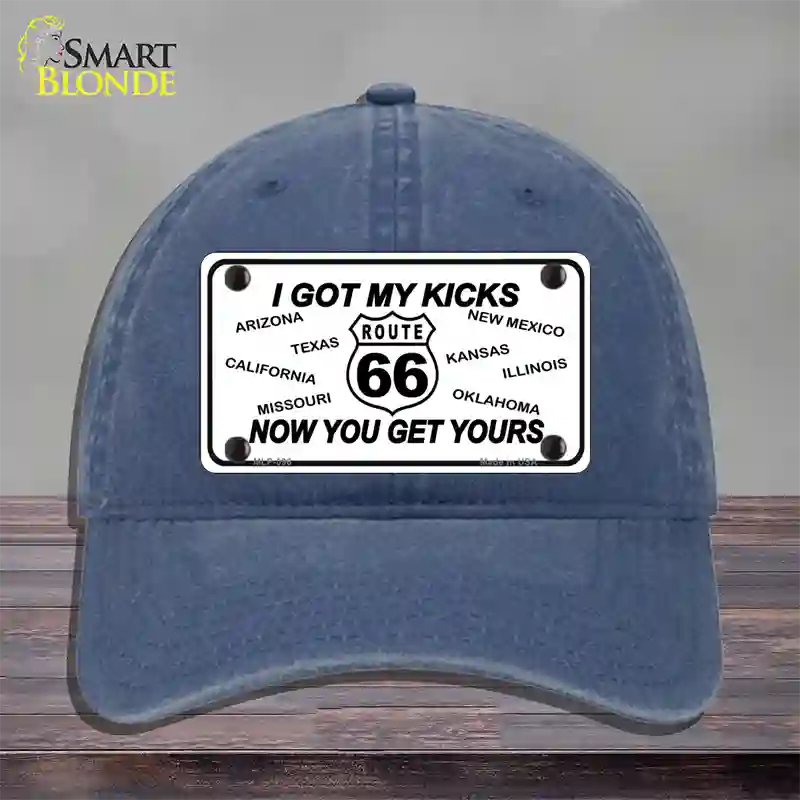 I Got My Kicks Novelty License Plate Hat Unconstructed Cotton / Navy