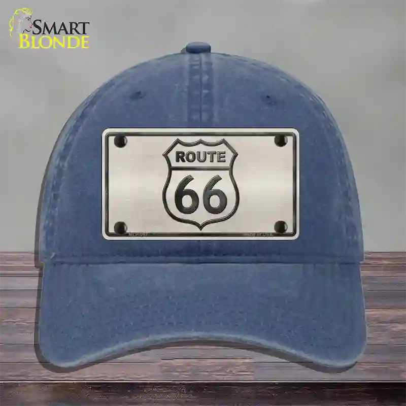 Route 66 Shield White Novelty License Plate Hat Unconstructed Cotton / Navy