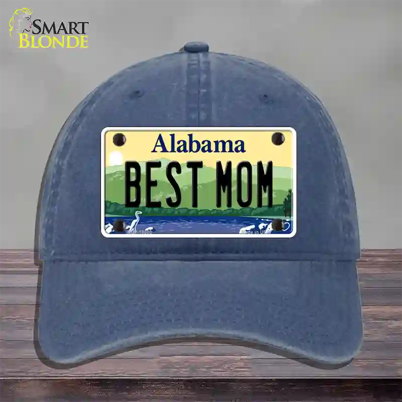 Best Mom Alabama Novelty License Plate Hat Unconstructed Cotton / Navy