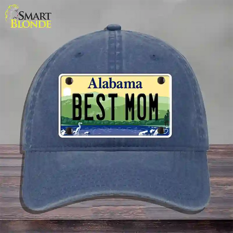 Best Mom Alabama Novelty License Plate Hat Unconstructed Cotton / Navy