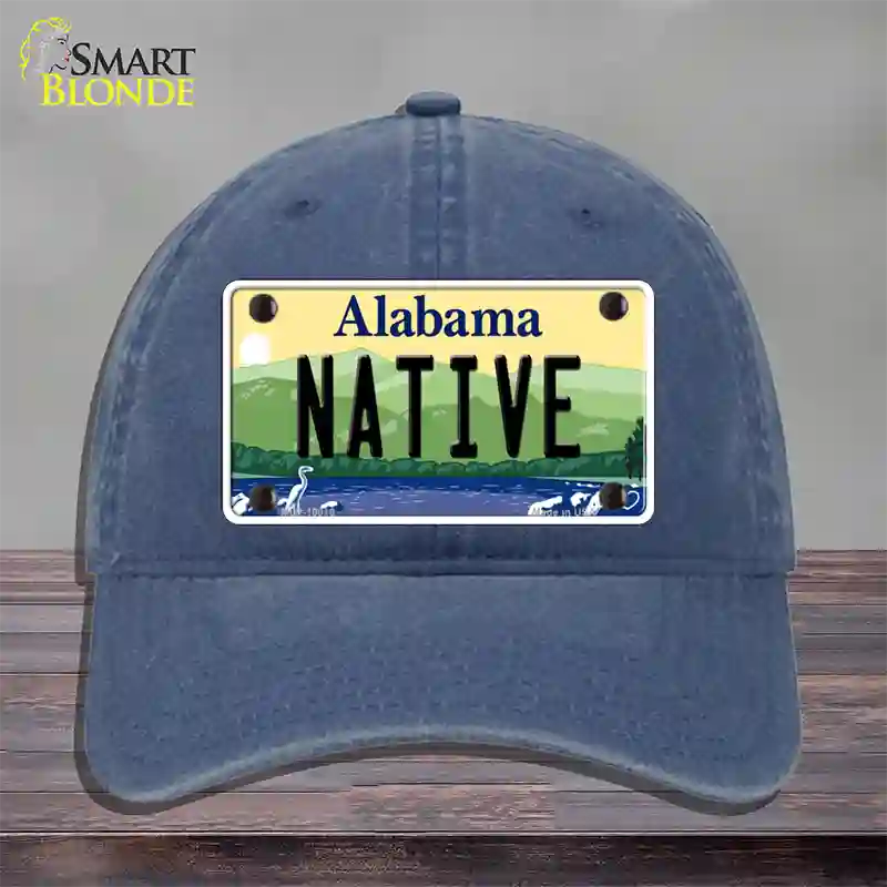 Native Alabama Novelty License Plate Hat Unconstructed Cotton / Navy