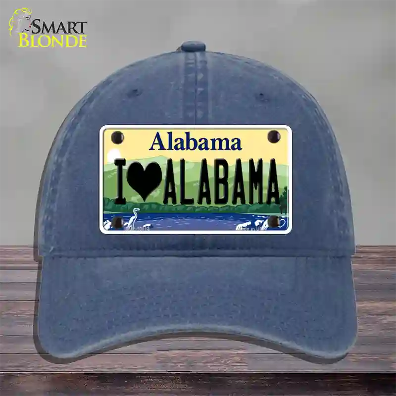 I Love Alabama Novelty License Plate Hat Unconstructed Cotton / Navy