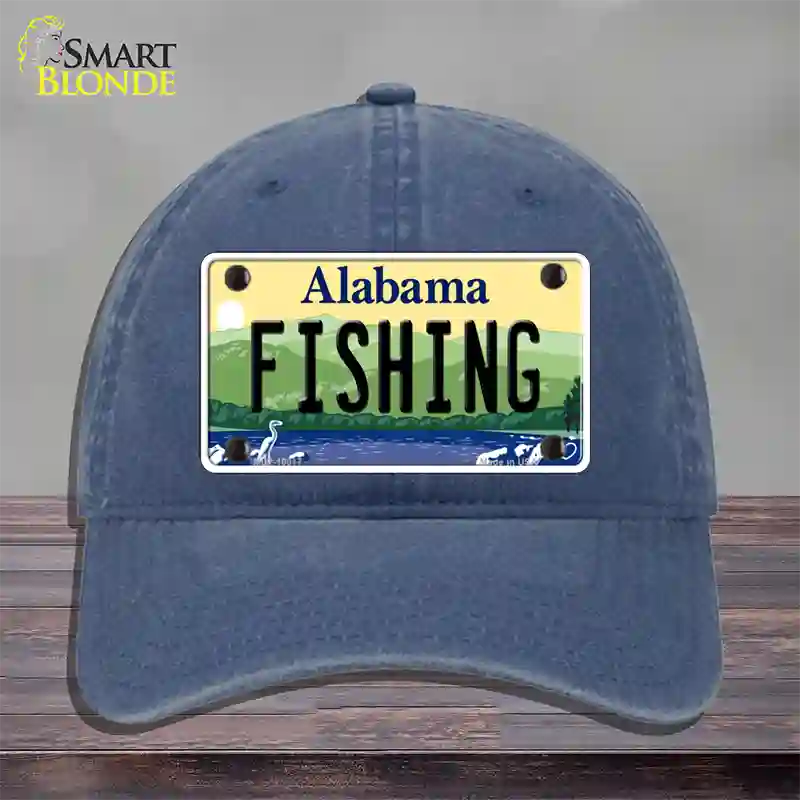 Fishing Alabama Novelty License Plate Hat Unconstructed Cotton / Navy