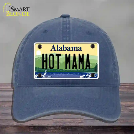 Hot Mama Alabama Novelty License Plate Hat Unconstructed Cotton / Navy