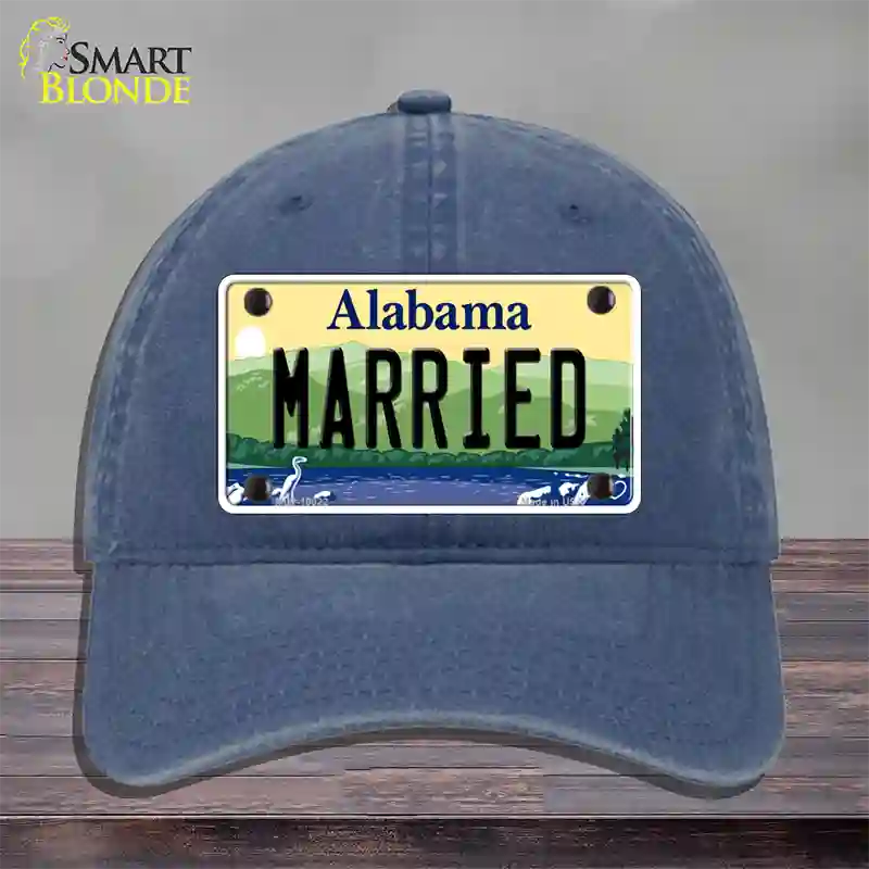 Married Alabama Novelty License Plate Hat Unconstructed Cotton / Navy