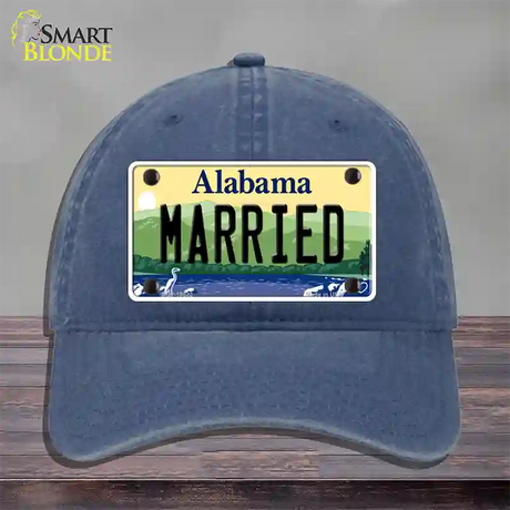 Married Alabama Novelty License Plate Hat Unconstructed Cotton / Navy