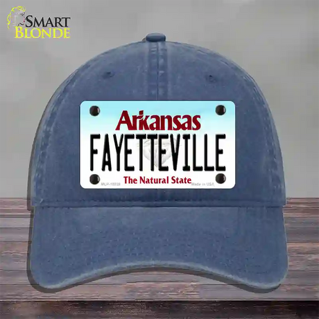 Fayetteville Arkansas Novelty License Plate Hat Unconstructed Cotton / Navy