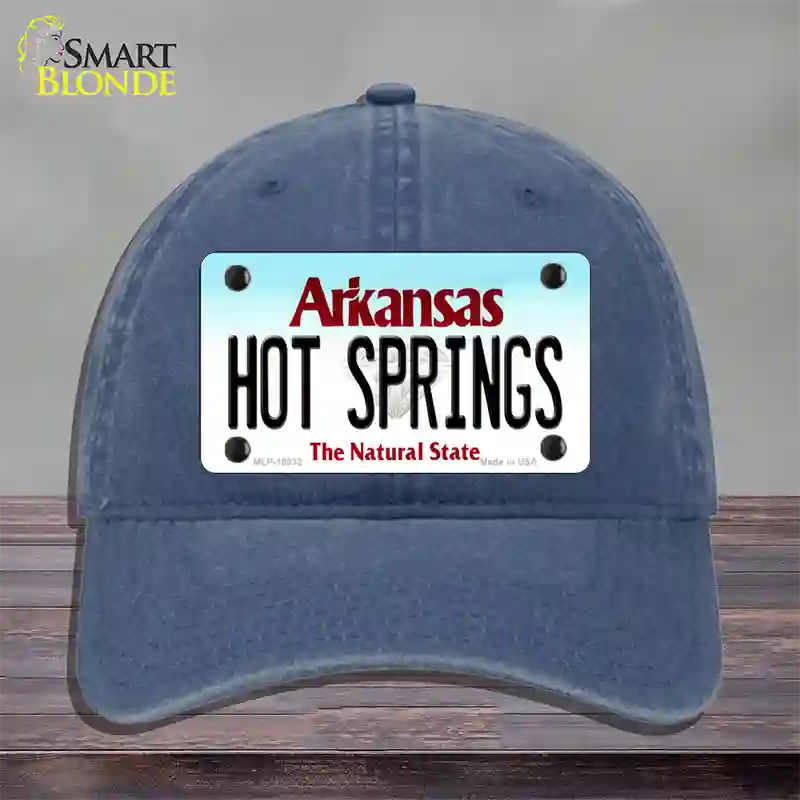 Hot Springs Arkansas Novelty License Plate Hat Unconstructed Cotton / Navy