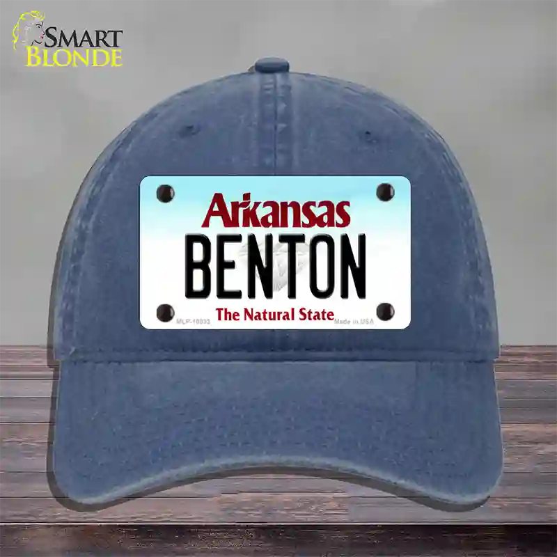 Benton Arkansas Novelty License Plate Hat Unconstructed Cotton / Navy