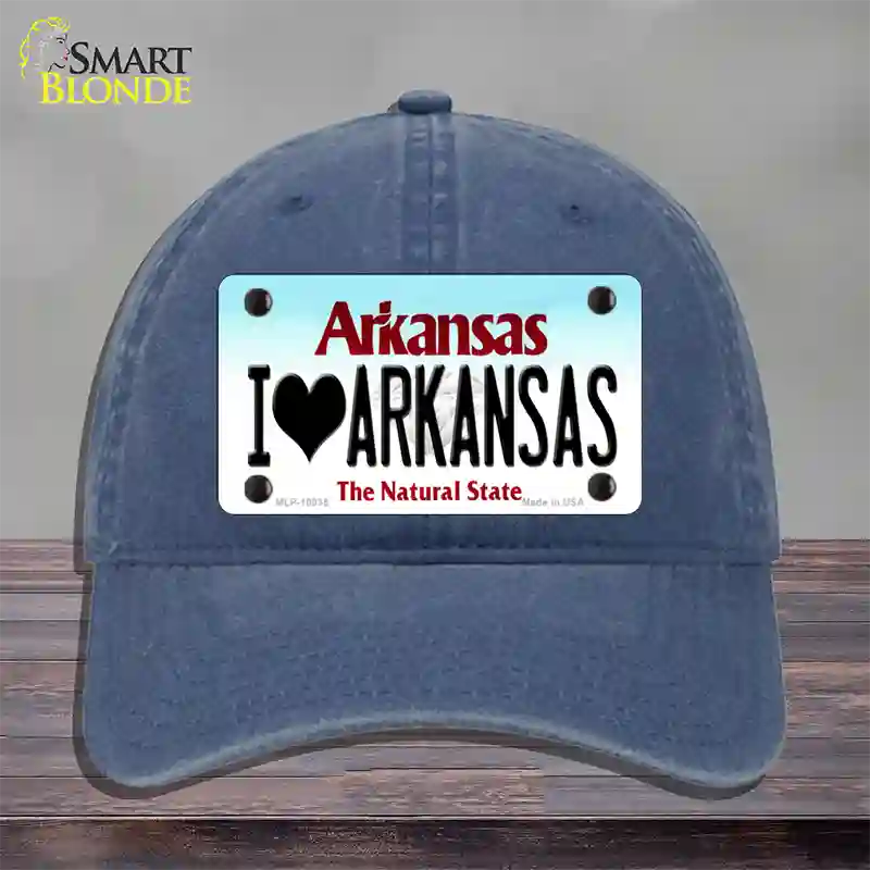 I Love Arkansas Novelty License Plate Hat Unconstructed Cotton / Navy