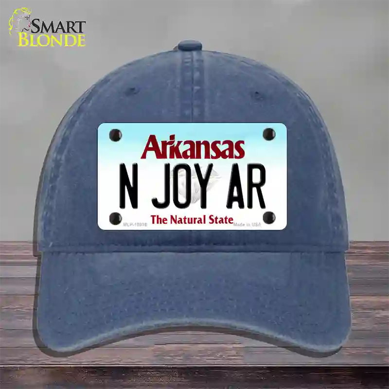 N Joy AR Arkansas Novelty License Plate Hat Unconstructed Cotton / Navy