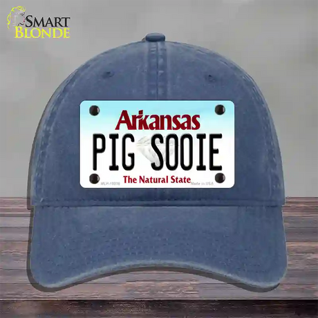 Pig Sooie Arkansas Novelty License Plate Hat Unconstructed Cotton / Navy