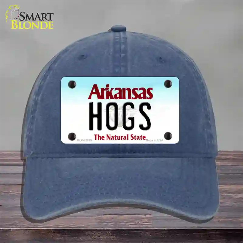 Hogs Arkansas Novelty License Plate Hat Unconstructed Cotton / Navy