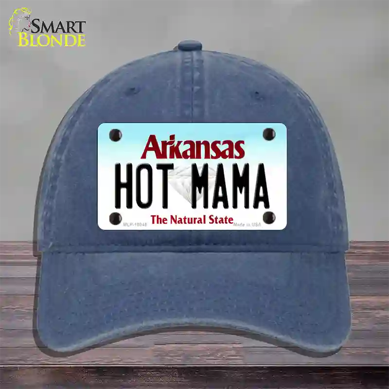 Hot Mama Arkansas Novelty License Plate Hat Unconstructed Cotton / Navy