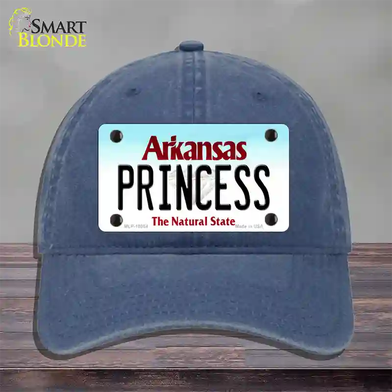 Princess Arkansas Novelty License Plate Hat Unconstructed Cotton / Navy