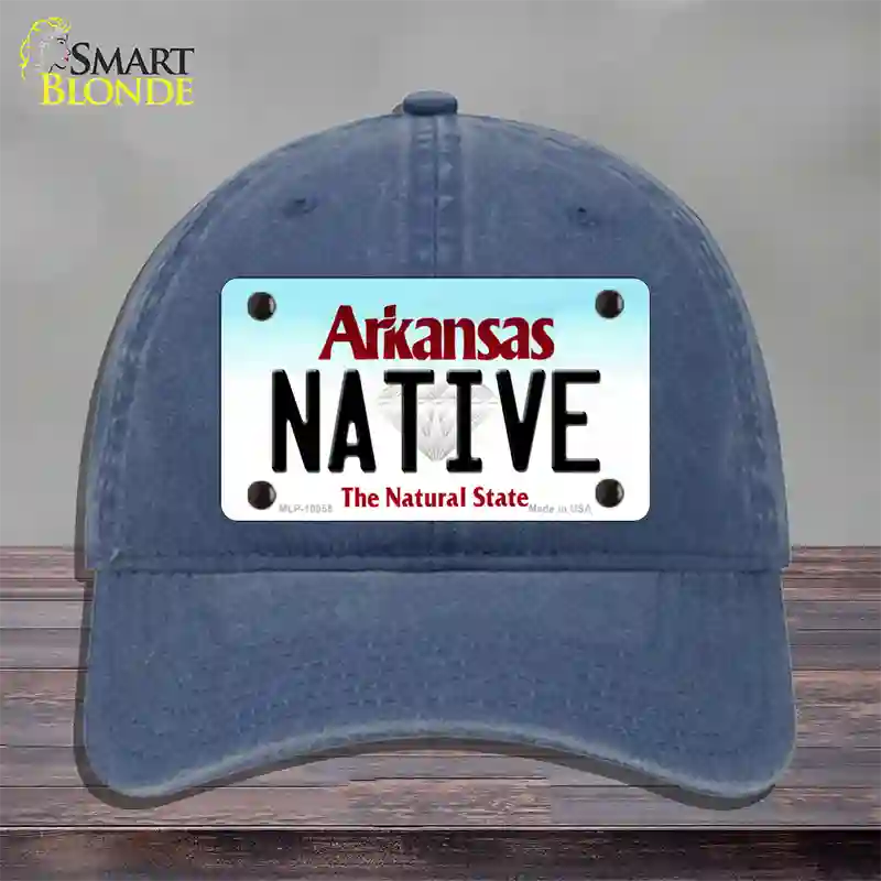 Native Arkansas Novelty License Plate Hat Unconstructed Cotton / Navy