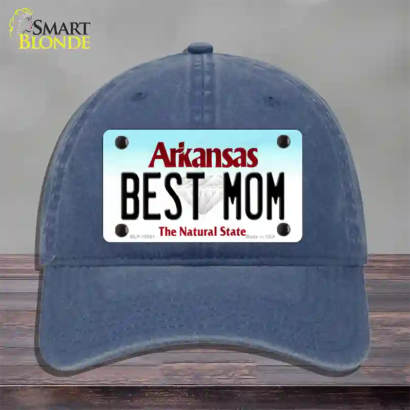 Best Mom Arkansas Novelty License Plate Hat Unconstructed Cotton / Navy