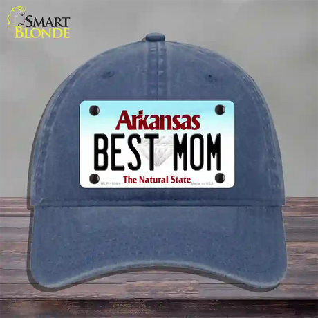 Best Mom Arkansas Novelty License Plate Hat Unconstructed Cotton / Navy