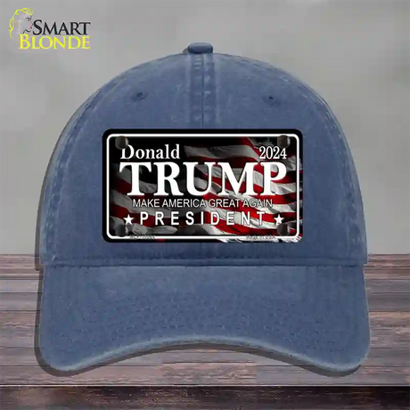 Trump 2024 Novelty License Plate Hat Unconstructed Cotton / Navy