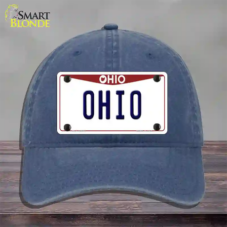 Ohio Maroon Novelty License Plate Hat Unconstructed Cotton / Navy