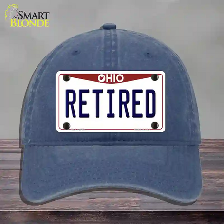 Retired Ohio Novelty License Plate Hat Unconstructed Cotton / Navy